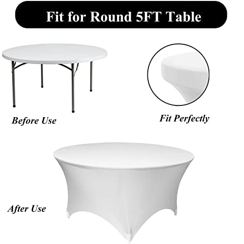 White 60 Inch Round Spandex Tablecloth - Fitted Wedding & Party Cover