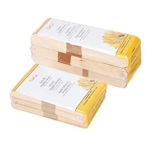 GiGi Wax Sticks for Hair Removal – Large & Small Wax Applicator Sticks, Wooden Waxing Stick for Face, Eyebrow, & Body Waxing, 100 ct, Pack of 2