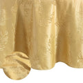 Oval Gold Woven Leaves Jacquard Damask Tablecloth 60 x 84 Inches - Elegant Home Decor