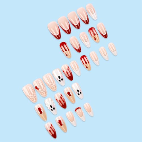 Halloween Press On Nails Almond Fake Nails - Medium Style C013, 24 Pack