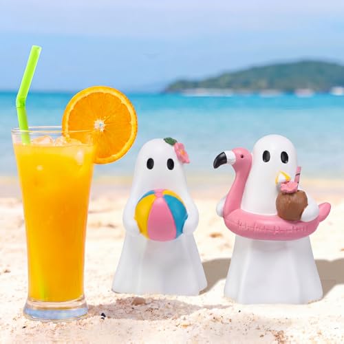 Halloween Ghost Figurine Decor Set - Cute Resin Beach & Pool Decorations