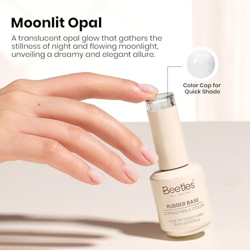 Milky White Glitter Rubber Base Gel - Moonlit Opal Effect, 15ml - Perfect for Nails
