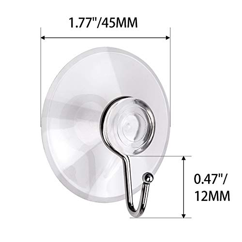 20 Pack Clear PVC Suction Cup Hooks - 1.77 Inch for Shower & Window - Reusable & Easy to Install