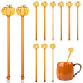 Pumpkin Glass Drink Stirrers - Fall Swizzle Sticks for Cocktails & Coffee - 12 Pack