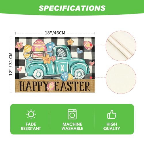Artoid Mode Easter Egg Placemat Set - Black 12x18 Inch, 4 Pcs Seasonal Table Decor
