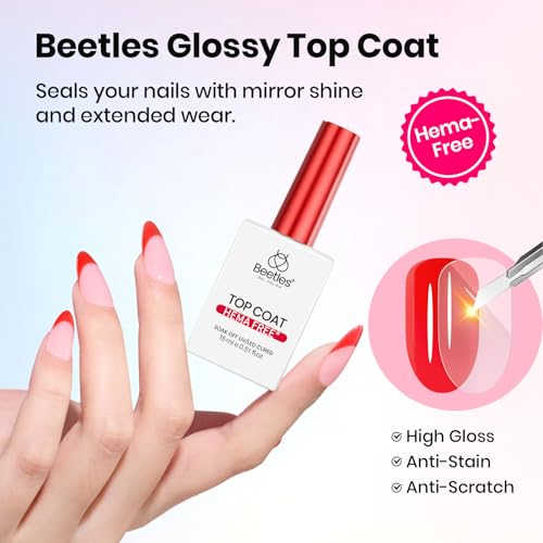 Hema-Free Gel Top and Base Coat Set - Long-Lasting Nail Protection 15ml