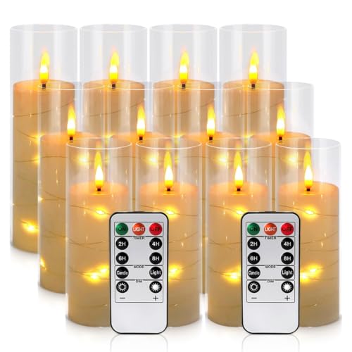 Yellow Light String 12 Pack for Flameless Candles - Battery Powered Flickering Flame