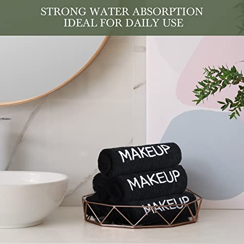 Black Cotton Makeup Towels Washcloths Bulk 50 Pcs 10 x 10 Inch - Soft & Absorbent