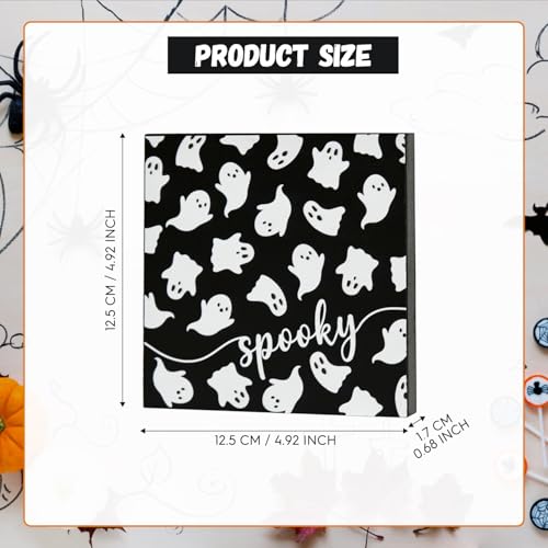 Halloween Wooden Box Decor - Ghost Spooky Faux Books for Indoor Table Display