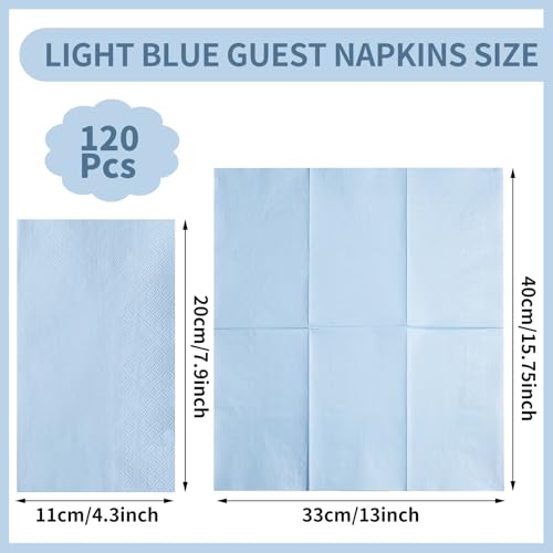 Light Blue Disposable Napkins 120 Pcs Pack - Baby Blue Dinner & Guest Towels
