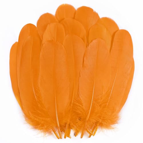 Orange Goose Feathers for Crafts - 200pcs, 5-7 inch DIY Decoration