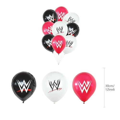 Black Wrestling Birthday Decorations Party Supplies Set with Banner, Cake & Cupcake Toppers, Balloons