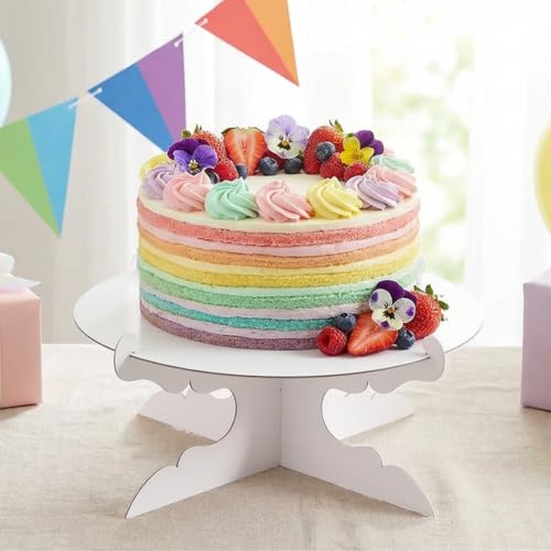 Everforyou 12-Inch White Cardboard Cake Stand for Parties - 2 Pack - Variation 2