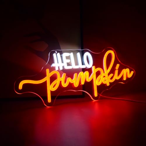 Hello Pumpkin Neon Light Sign Fall LED Wall Decor with Orange Glow - Variation of THIS listing