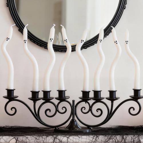 8 Pack Halloween Ghost Taper Candles - Indoor Decorations Set