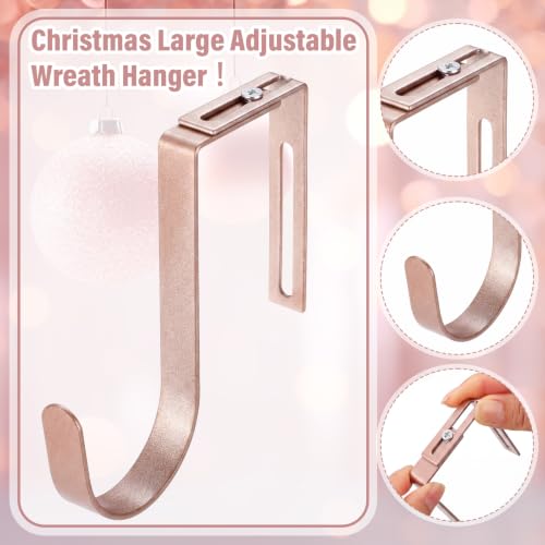 LEIFIDE 4-Pack Bronze Adjustable Wreath Hangers for Doors - Over Door Hook