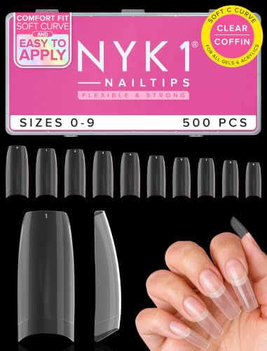 Clear Nail Tips for Gel & Acrylic Nails - 500 Pieces, 10 Sizes