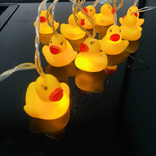 USB Operated LED Duck String Lights - 1.65M, Yellow Ducks for Bedroom & Party Decor - 10 LEDs
