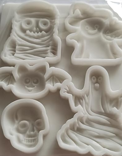 Halloween Silicone Mold for Cake Decorations Ghost Skull Bat Shapes 5 Cavities