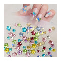 Small 50pcs Crystal Star Nail Charms - Multicolor 3D Glitter Gems for DIY Nail Art