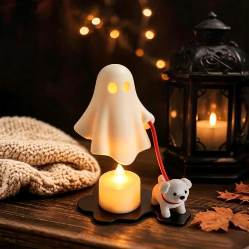 Halloween Ghost Dog Figurine Desktop Decor - Fall Party Tabletop Ornament
