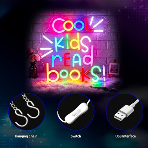 Neon Sign - Cool Kids Read Books Wall Decor LED Neon Light