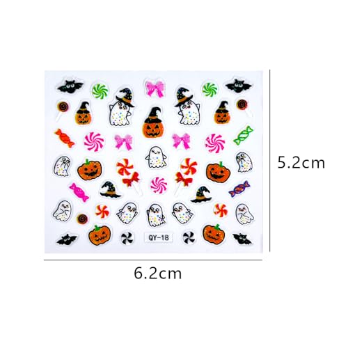 Halloween Nail Art Stickers Decals - Ghost Pumpkin Spider Web Gold Silver Star Variation