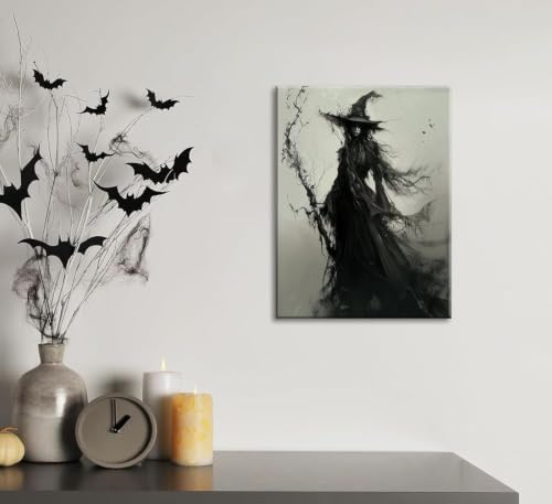 Witch Canvas Wall Art - Wrapped Canvas 24"L x 16"W Halloween Gothic Dark Decor