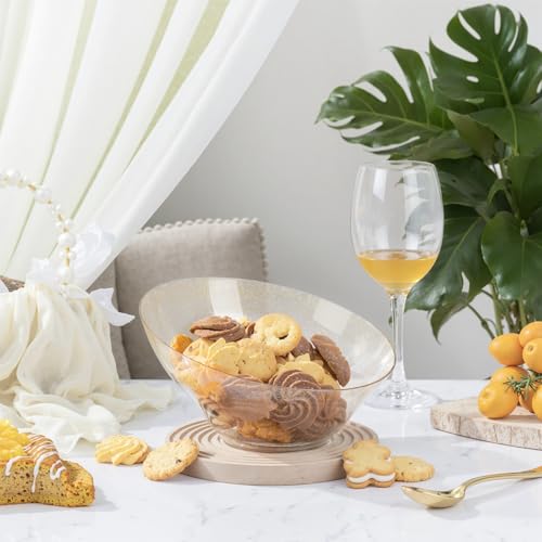 Gold Glitter Plastic Serving Bowls - 20oz Disposable Snack & Fruit Bowls, Set of 12