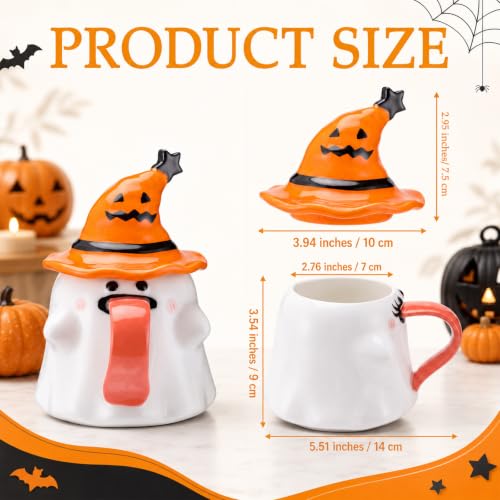 Halloween Ghost Coffee Mug - 14 oz Ceramic Spooky Drinkware for Halloween