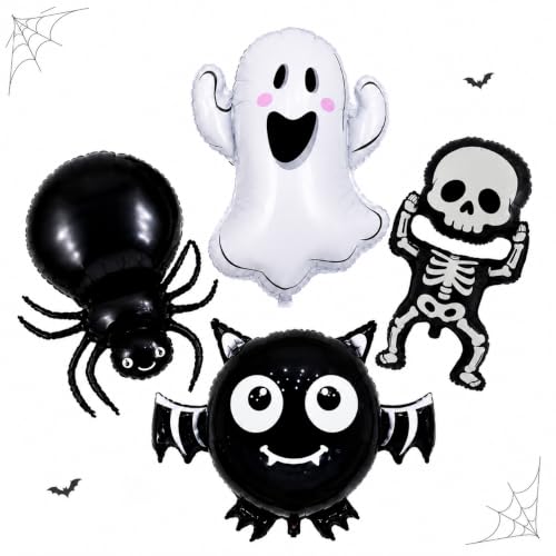 Halloween Foil Balloon Set - Ghost Spider Skeleton Bat Decorations for Party