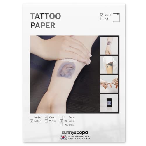 Laser Printable Temporary Tattoo Paper Pack of 10 Sheets - DIY Skin Art Transfer