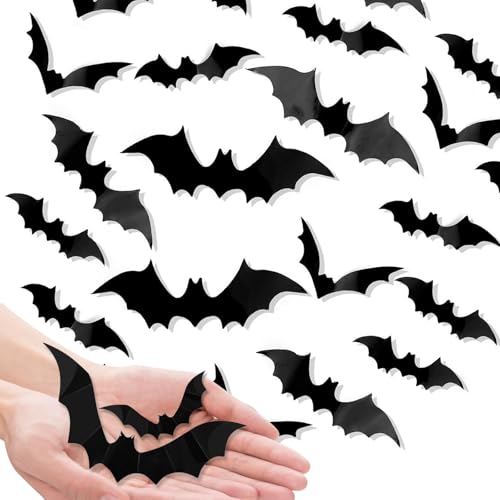 120Pcs Halloween Bat Wall Decor Stickers - 3D Waterproof Spooky Party Supplies