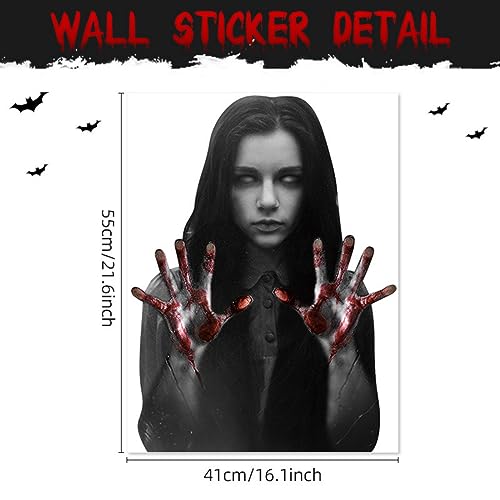 Halloween Female Ghost Wall Stickers - Spooky Bloody Silhouette Decals for Haunted House & Party Decoration