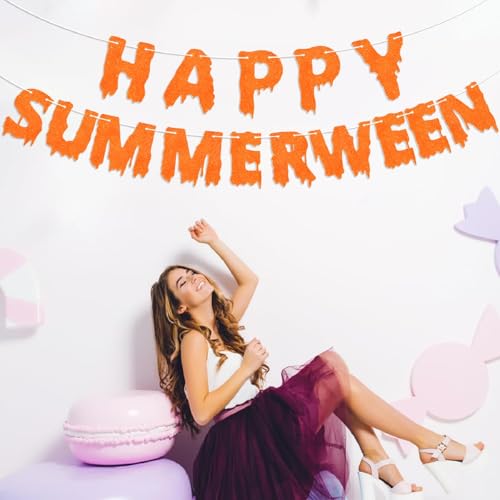 Summerween Banner Party Decorations - Spooky Halloween Celebration Banner