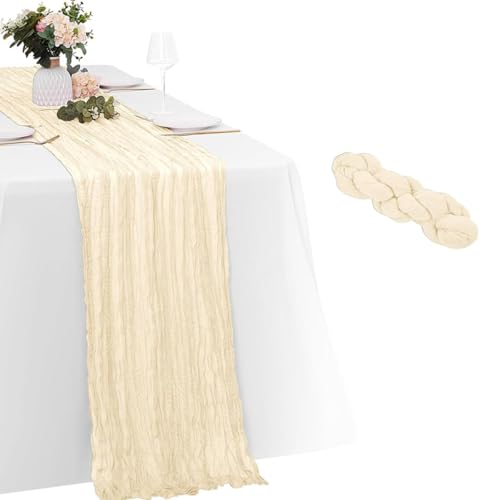 Beige Cheesecloth Table Runner 35 x 120 Inches - 1 Pack