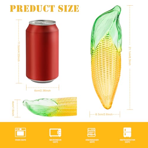 Glass Serving Plate - Corn Shaped Snack Platter for Holidays & Parties - 8.3 x 2.6 Inch