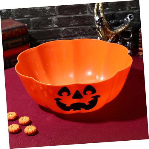 Halloween Pumpkin Lantern Fruit Bowl - Orange Decorative Salad Dish