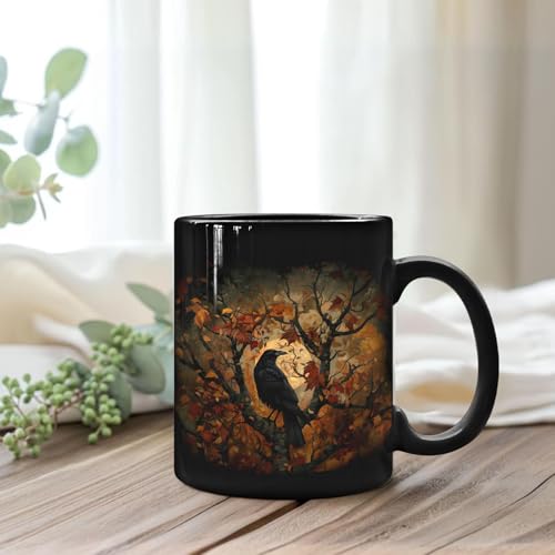 Goth Crow Ceramic Mug 11oz - Halloween & Gothic Decor for Women