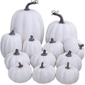 Artificial White Pumpkins Bulk Set for Fall Decor, Wedding & Holiday Centerpieces - 12 Pcs