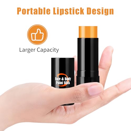 Orange Face & Body Paint Stick for Halloween and Cosplay - Pumpkin Special Effects - Drawdart