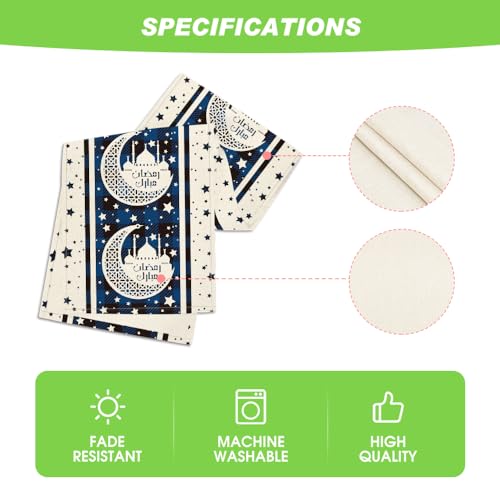 Blue Black Plaid Moon & Stars Ramadan Table Runner 13x72 Inch Seasonal Kitchen Decor