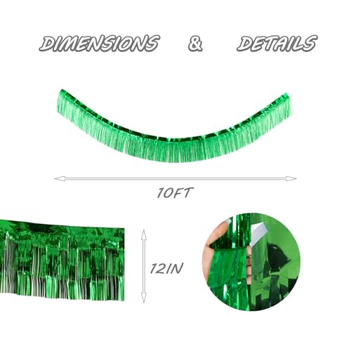 Two Green Foil Fringe Garland 10FT Party Decorations for Parade Floats