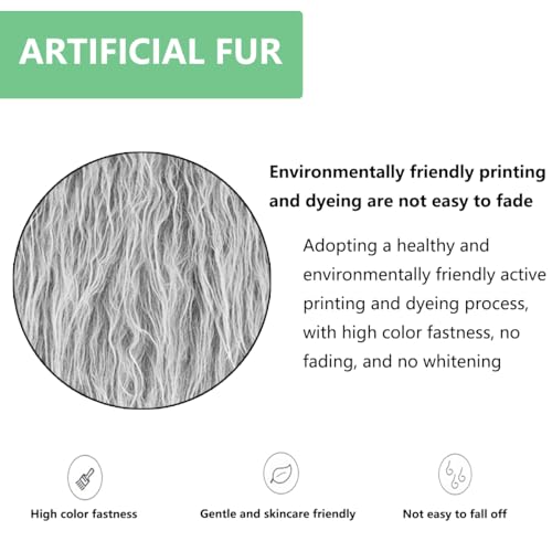 Faux Fur Fabric Christmas Winter Squares - Black & Gray Shaggy Patch
