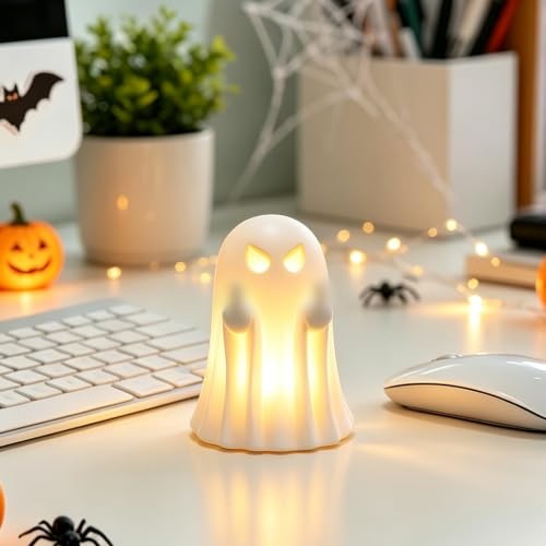 Halloween Ghost Figurine Decorations - Small Resin Holiday Ornament, Indoor Table Centerpiece