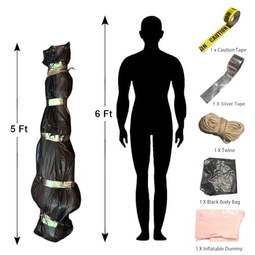 Halloween Inflatable Hanging Corpse Body Bag Set - Black Outdoor Indoor Decoration