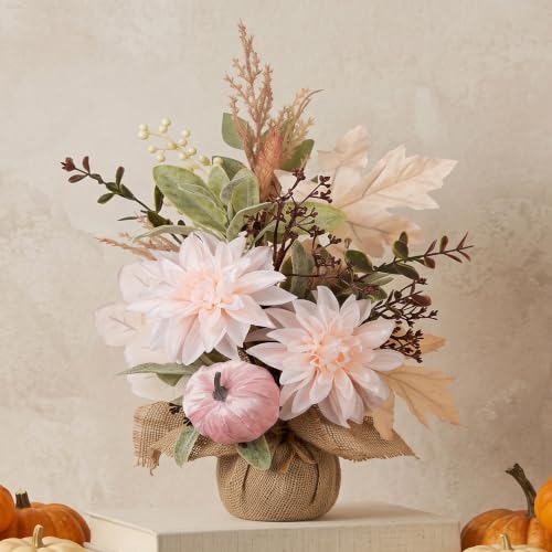 Fall Thanksgiving Table Decor - White Autumn Centerpiece for Dining