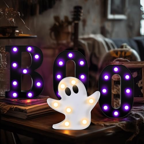 Indoor Halloween LED Marquee Lights Sign with Ghost and BOO Letters