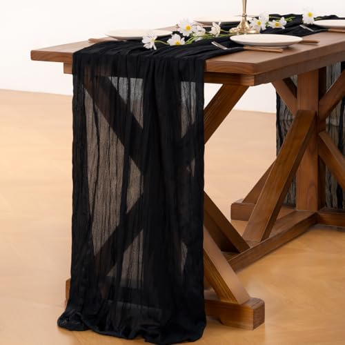 Black Table Runner Halloween Fall Cheesecloth 10ft x 2pcs Wedding Party Decor