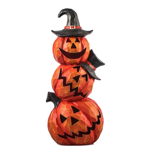 Light Up Evil Pumpkin Halloween Decoration 14 Inch Jack O' Lantern with Orange Hat Variation